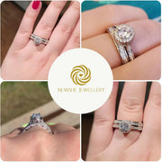 Wedding Rings Set for Him and Her Women Mens Tungsten Bands Cubic Zirconia round 925 Sterling Silver Engagement Bridal Promise Size 5-13