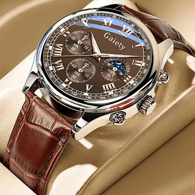 1PCS Fashion Men'S Watch Set Business Versatile Retro Classic Quartz Watch Suitable for Daily Clothing Matching or Holiday Gifts