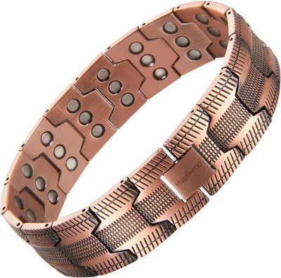 Copper Bracelet for Men 3X Magnetic Bracelets 99.99% Pure Copper Wristband Adjustable Jewelry Gift with Sizing Tool