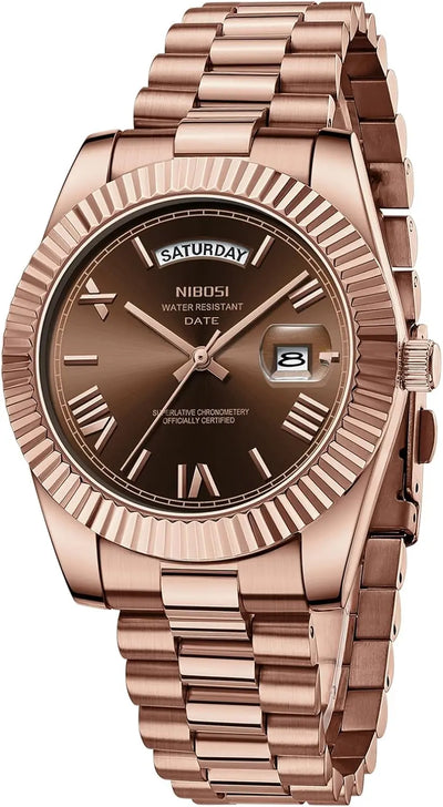 Men Watches Analog Quartz Stainless Steel Rose Gold Silver Watches for Men Waterproof Business Classic Desiger Wrist Watch with Day Date