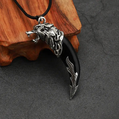 1Pc Men'S Wolf Tooth Necklace, Cool Pendant Stainless Steel Chain Jewelry, Father'S Day Gift