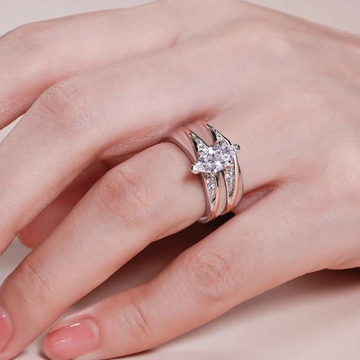 Wedding Rings Engagement Rings for Women Anniversary Promise Ring Bridal Sets 925 Sterling Silver with 1.6 Ct Primary Stone+ 0.32 Ct Side Stone