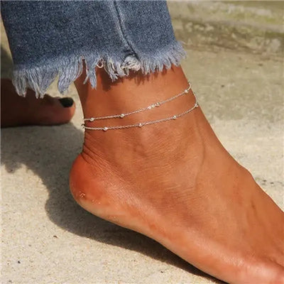 Simple Heart Female Anklets Barefoot Crochet Sandals Foot Jewelry Leg New Anklets on Foot Ankle Bracelets for Women Leg Chain